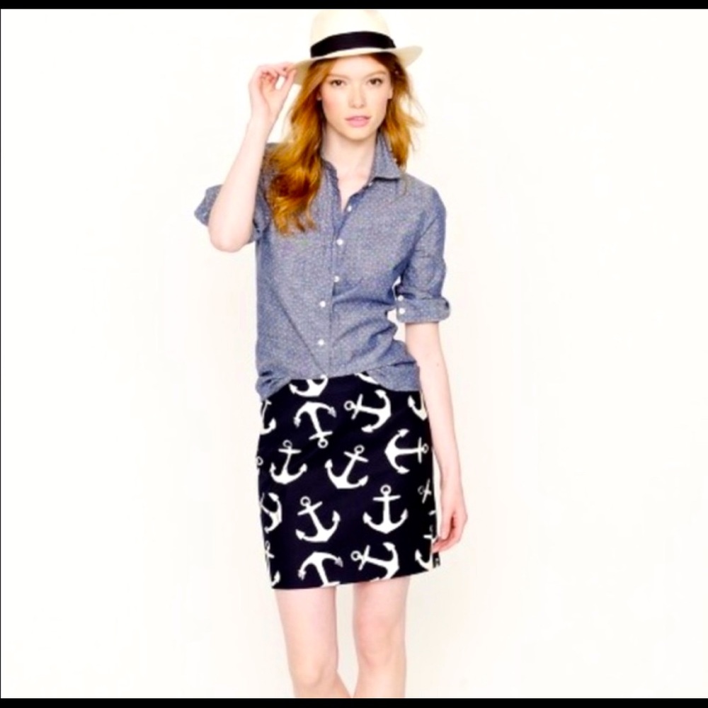 J.Crew navy blue nautical anchor print skirt sz. 4